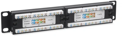 Патч-панель Cabeus PL-12-CAT.5E 10"-DUAL 10" 1U 12xRJ45 кат.5E UTP