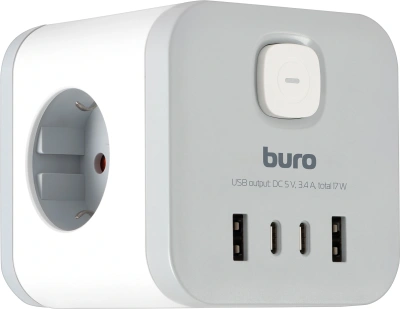 Сетевой разветвитель Buro BU-PW3UC-W (3 розетки) белый (коробка)