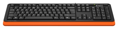 Клавиатура A4Tech FKS10 черный/оранжевый USB (подставка для запястий) (FKS10 ORANGE) кабель 1.5м
