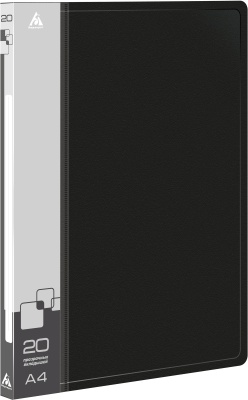 Папка с 20 прозр.вклад. Бюрократ -BPV20BLACK A4 пластик 0.6мм торц.карм с бум. встав черный