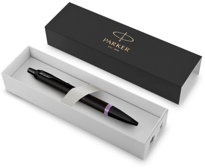 Ручка шариков. Parker IM Vibrant Rings K315 (2172951) Amethyst Purple PVD M син. черн. подар.кор.
