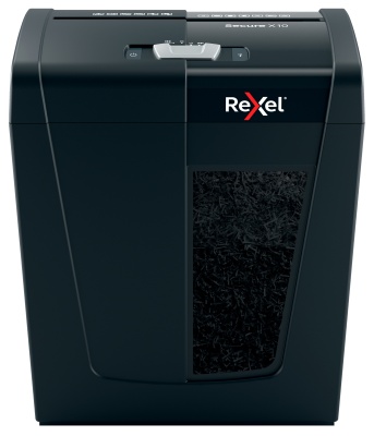 Шредер Rexel Secure X10 EU черный (секр.P-4) фрагменты 10лист. 18лтр. скрепки скобы