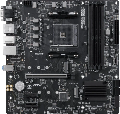 Материнская плата MSI PRO B550M-P Soc-AM4 AMD B550 4xDDR4 mATX AC`97 8ch(7.1) GbLAN RAID+VGA+HDMI+DP