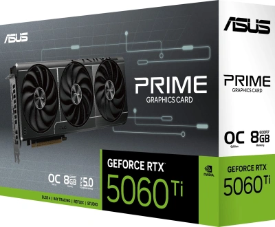 Видеокарта Asus PCI-E 5.0 PRIME-RTX5060TI-O8G NVIDIA GeForce RTX 5060TI 8Gb 128bit GDDR7 2617/28000 HDMIx1 DPx3 HDCP Ret