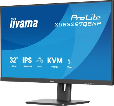 Монитор Iiyama 32" ProLite XUB3297QSNP-B1 черный IPS LED 1ms 16:9 HDMI M/M матовая HAS Piv 1000:1 350cd 178гр/178гр 2560x1440 100Hz DP Quad 2K (1440p) USB 9.5кг