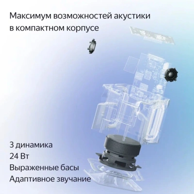 Умная колонка Yandex Станция Миди Алиса серый 24W 1.0 BT/Wi-Fi 10м (YNDX-00054GRY)
