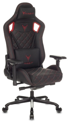 Кресло игровое Knight Titan черный/красный ромбик экокожа с подголов. крестов. металл