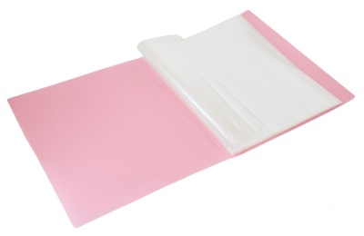 Папка с 40 прозр.вклад. Бюрократ Минерал GEM40PIN A4 пластик 0.7мм торц.карм с бум. встав розовый аметист