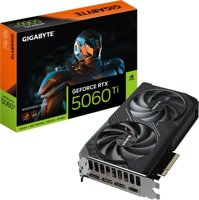 Видеокарта Gigabyte PCI-E 5.0 GV-N506TWF2OC-8GD 1.0 NVIDIA GeForce RTX 5060TI 8Gb 128bit GDDR7 2572/28000 HDMIx1 DPx3 HDCP Ret