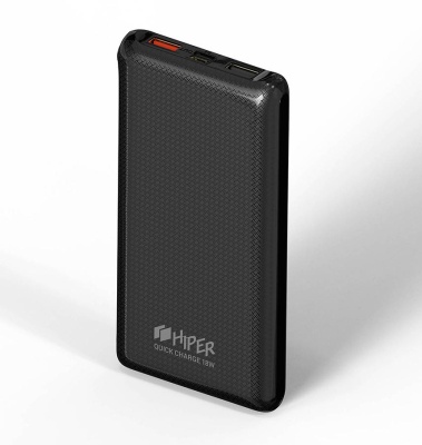 Мобильный аккумулятор Hiper Quick 10000 10000mAh 2.4A QC PD 2xUSB черный (QUICK 10000 BLACK)