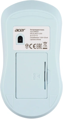 Мышь Acer OMR501 голубой оптическая 1600dpi silent беспров. USB 4but (ZL.MCE11.019)