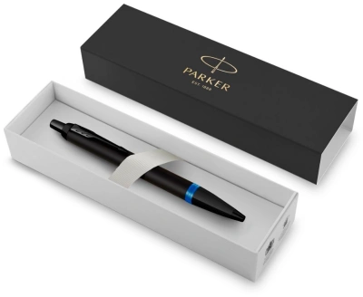 Ручка шариков. Parker IM Vibrant Rings K315 (2172941) Marine Blue PVD M син. черн. подар.кор.