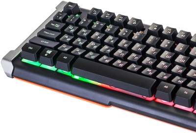 Клавиатура Оклик 717G BLACK DEATH черный/оранжевый USB Multimedia for gamer LED (476395) кабель 1.5м
