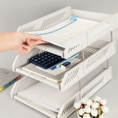 Лоток горизонтальный Deli E9209 для бумаг 268х336х118мм ассорти