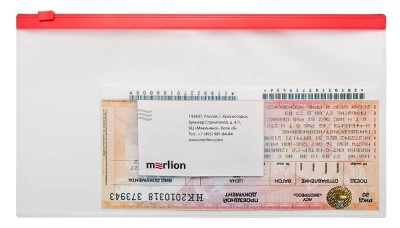 Папка на молнии Бюрократ -BPM6ARED A6 150x265мм полипропилен 0.15мм карм.для визит. цвет молнии красный