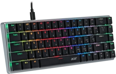 Клавиатура Acer OKW302 механическая серебристый USB Multimedia for gamer для ноутбука LED (ZL.KBDCC.01C) кабель 1.8м