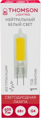 Лампа светодиодная Thomson TH-B4202 6Вт цок.:G4 капсул. 220B св.свеч.бел.нейт. (упак.:1шт)