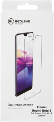Защитное стекло для экрана Redline белый для Xiaomi Redmi Note 9 1шт. (УТ000021000)