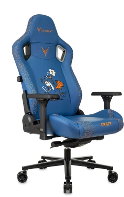 Кресло игровое Knight Craft Dragon синий экокожа с подголов. крестов. металл