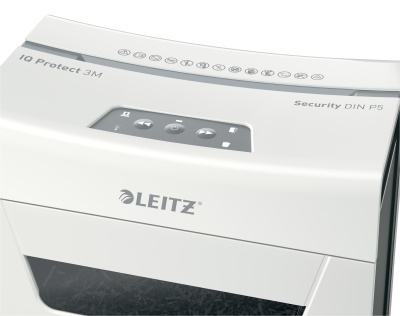 Шредер Leitz IQ Protect Premium 3M белый (секр.P-5) фрагменты 3лист. 10лтр. скрепки скобы