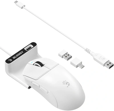 Мышь A4Tech Bloody R77 Ultra Dock белый оптическая 20000dpi беспров. USB 5but