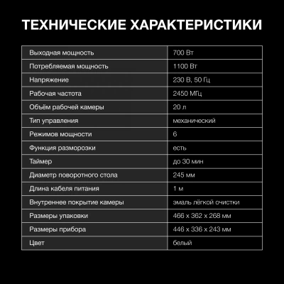 Микроволновая Печь Hyundai HYM-M2097 20л. 700Вт белый
