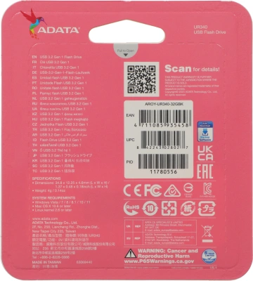 Флеш Диск A-Data 32Gb UR340 AROY-UR340-32GBK USB3.2 черный