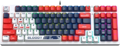 Клавиатура A4Tech S98 Sports механическая синий/белый USB for gamer LED (S98 SPORTS NAVY BLMS RED PLUS) кабель 1.8м