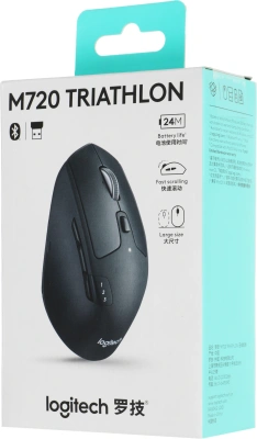 Мышь Logitech M720 Triathlon черный оптическая 1000dpi беспров. BT/Radio USB 6but (910-004794)