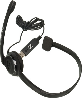 Наушники с микрофоном Sennheiser PC 7 черный 2м накладные USB оголовье (504196)