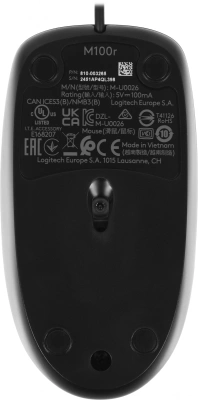 Мышь Logitech M100r черный оптическая 1000dpi USB 2but (910-006765)