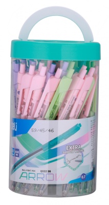 Ручка шариков. автоматическая Deli Arrow EQ03236-1 прозрачный/ассорти d=0.7мм син. черн. ассорти