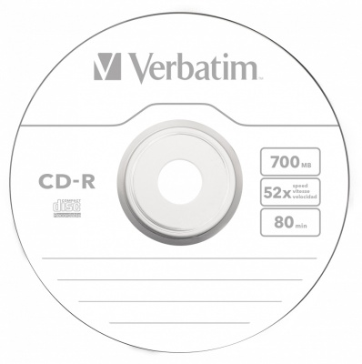 Диск CD-R Verbatim 700Mb 52x Slim case (1шт) (43347)