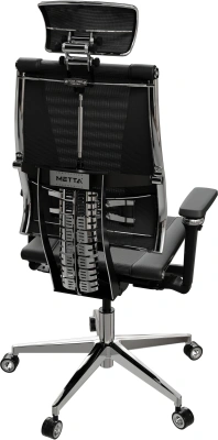 Кресло руководителя эргономичное Метта Yoga 4DF B2-14D - YM93+Infinity черный сиденье черный сет./экокожа с подголов. крестов. алюминий хром