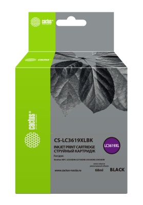Картридж струйный Cactus CS-LC3619XLBK черный (68мл) для Brother MFC-J2330DW/J2730DW/J3530DW/J3930DW с чипом