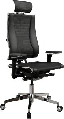 Кресло руководителя эргономичное Метта Yoga 4DF B2-14D - YM93+Infinity черный сиденье черный сет./экокожа с подголов. крестов. алюминий хром