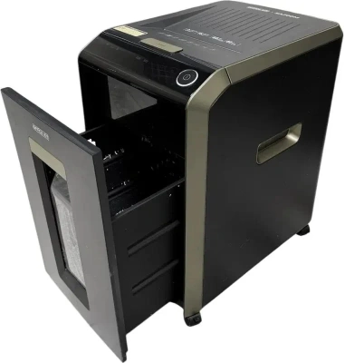 Шредер Office Kit SA200С 3,8x10 черный/серый с автоподачей (секр.P-4) фрагменты 220лист. 40лтр. скобы пл.карты