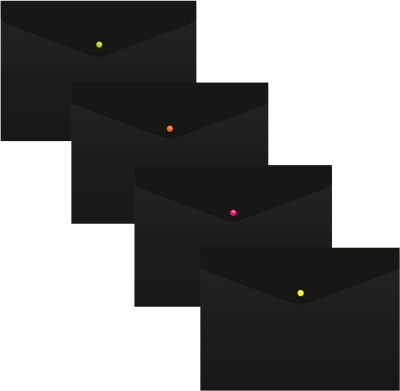 Конверт на кнопке Бюрократ Черный Опал BLPK803A4/1 A4 пластик 0.18мм черный (упак.:4шт)