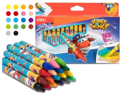 Восковые мелки Deli EC21010 Super Wings 18цв. картон.кор./европод.