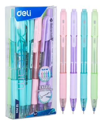 Ручка шариков. автоматическая Deli X-tream EQ199-BL d=0.7мм син. черн. резин. манжета (12 шт. в упаковке)