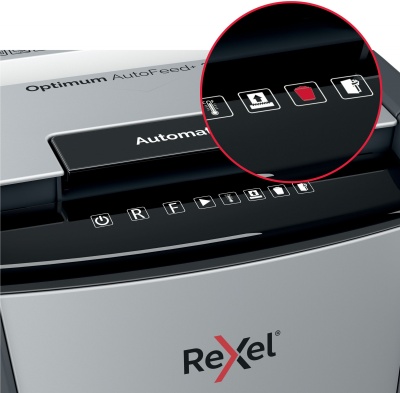 Шредер Rexel Optimum AutoFeed 300M черный с автоподачей (секр.P-5) фрагменты 300лист. 60лтр. скрепки скобы пл.карты