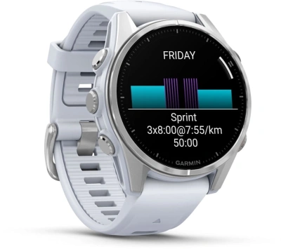 Смарт-часы Garmin Fenix 8 43мм 1.3" AMOLED корп.серебристый рем.белый разм.брасл.:108-182мм (010-02903-00)