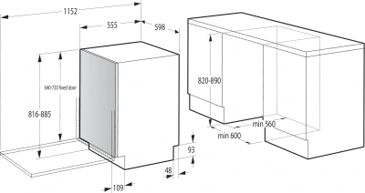 Посудомоечная машина встраив. Gorenje GV642D90 1900Вт полноразмерная