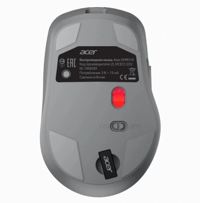 Мышь Acer OMR310 темно-серый оптическая 1600dpi беспров. BT/Radio USB 7but (ZL.MCECC.032)