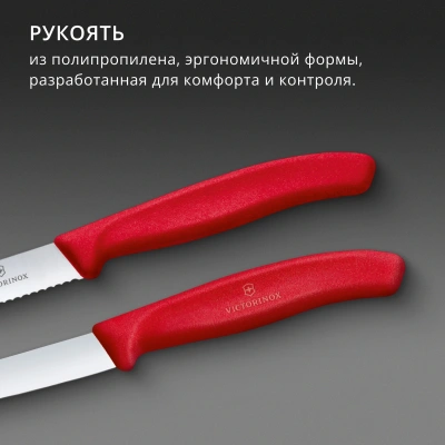 Набор ножей кухон. Victorinox Swiss Classic 6.7111.2C1 для чистки овощей и фруктов компл.:2предм. красный европодвес