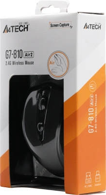 Мышь A4Tech G7-810 Air2 черный оптическая 2000dpi беспров. USB для ноутбука 7but