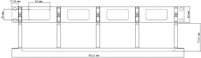 Кабельный органайзер Горизонтальный Hyperline CM-1U-PL односторонний кольца 1U шир.:19" глуб.:70мм
