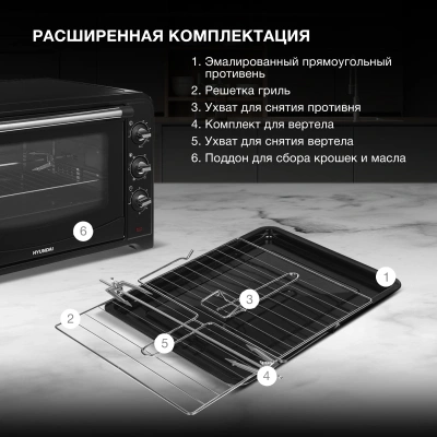 Мини-печь Hyundai MIO-HY106 60л. 2200Вт черный