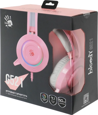 Наушники с микрофоном A4Tech Bloody G521 розовый 2.3м мониторные USB оголовье (G521 ( PINK ))
