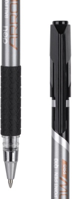 Набор ручек шариков. Deli Arrow (EQ10-BK-P) синий мет./черный черн. черн. кор.карт. (12шт) сменный стержень линия 0.7мм резин. манжета
